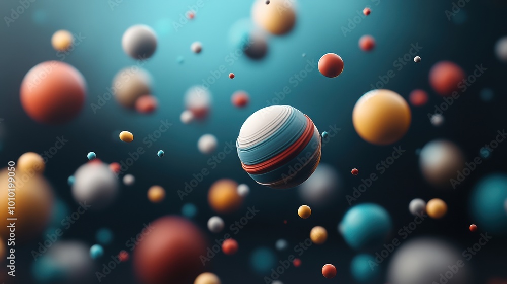 Colorful abstract spheres floating in space with a dark background. Colorful abstract spheres floating in space with a dark background.