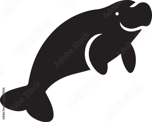 Dugong logo silhouette vector icon black and white