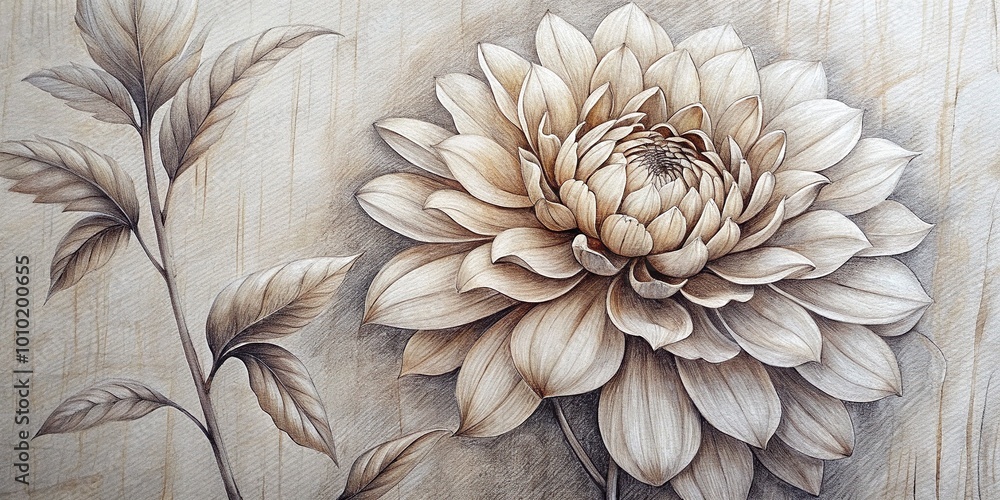 A delicate pencil sketch of a blooming flower on a vertical canvas, showcasing intricate details and subtle shading, blending artistry with elegance. A delicate pencil sketch of a blooming flower on a vertical canvas, showcasing intricate details and subtle shading, blending artistry with elegance.