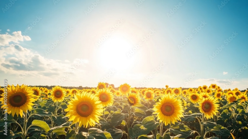 Sunflower Field Under Bright Blue Sky Sunflower Field Under Bright Blue Sky