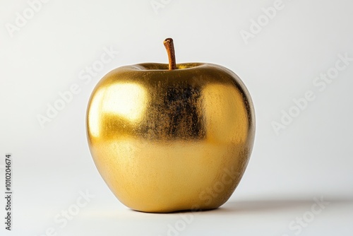 Golden Apple on White Surface