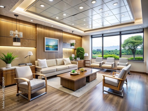 Luxurious modern medical office with comfortable seating  elegant decor  and advanced technology  conveying personalized and high-end healthcare experience for discerning patients.