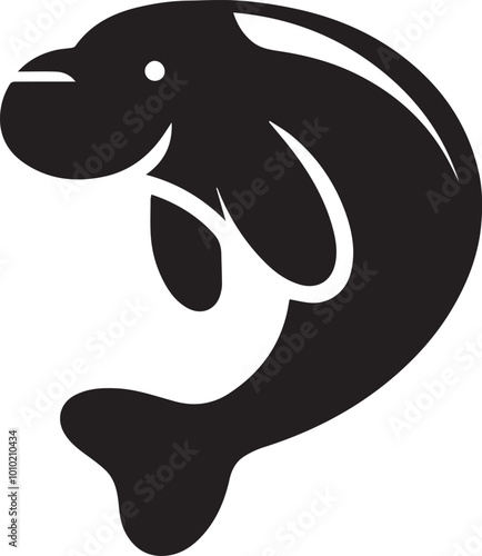 Dugong logo silhouette vector icon black and white