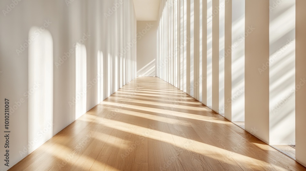 Sunlight Illuminating a White Hallway Sunlight Illuminating a White Hallway