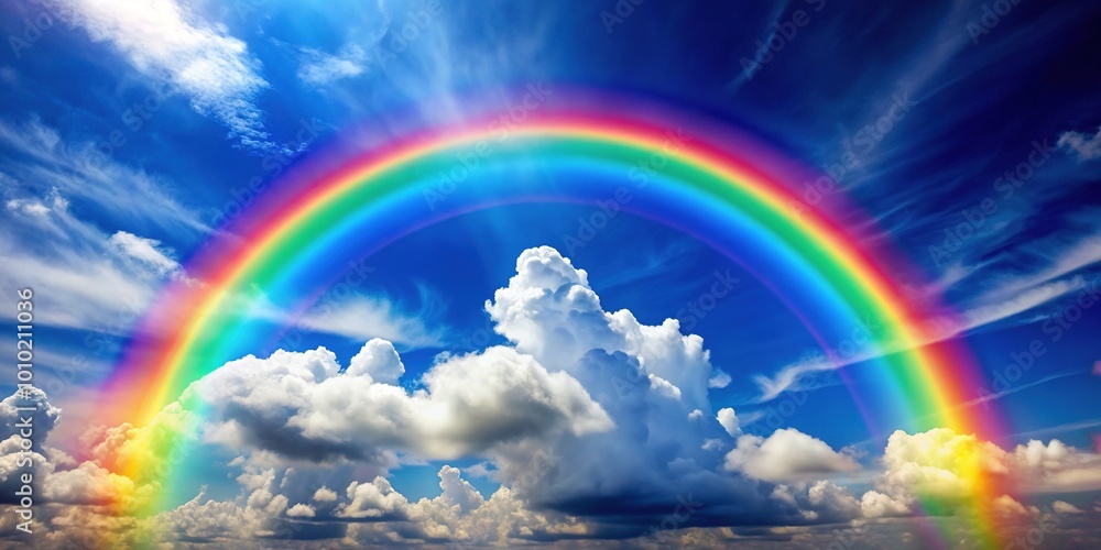 Vibrant colors swirl together in a stunning rainbow display, symbolizing hope, diversity, and inclusivity, against a bright blue sky with fluffy white clouds. Vibrant colors swirl together in a stunning rainbow display, symbolizing hope, diversity, and inclusivity, against a bright blue sky with fluffy white clouds.