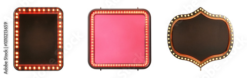 Retro Light Frames With Bright Bulbs For Signage