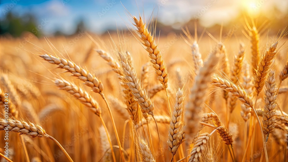 A Golden Field of Ripe Wheat Basks in the Warm Glow of the Setting Sun A Golden Field of Ripe Wheat Basks in the Warm Glow of the Setting Sun