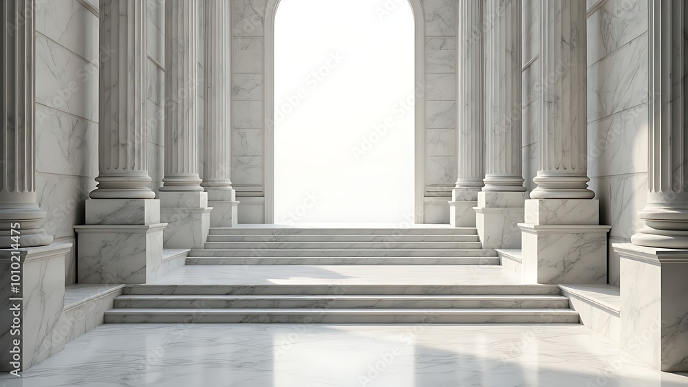 Marble column hallway leading to light Marble column hallway leading to light
