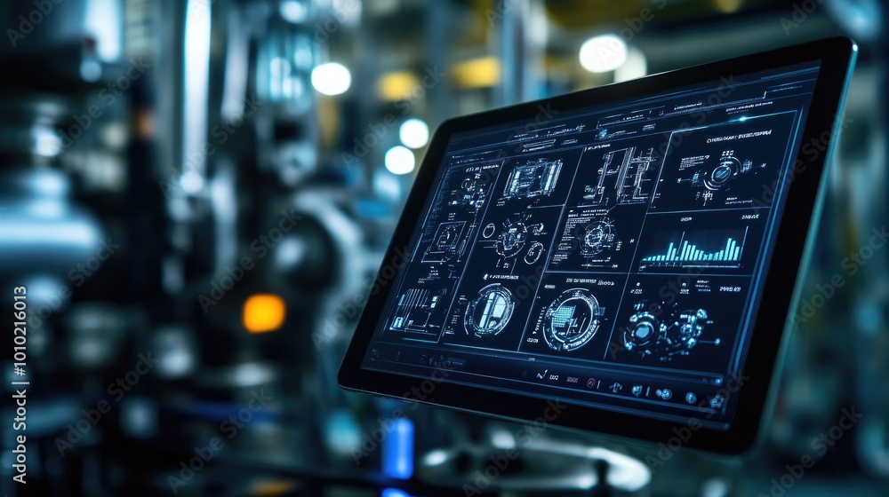 Industrial Control Panel with Data and Charts Industrial Control Panel with Data and Charts