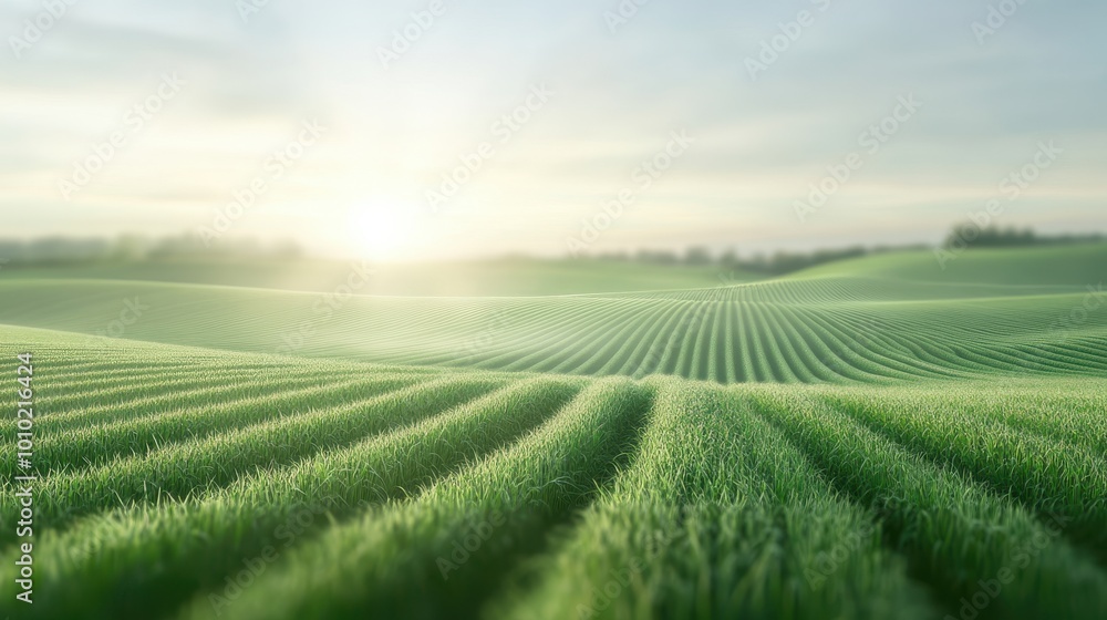 A field of green grass with a sun in the sky A field of green grass with a sun in the sky