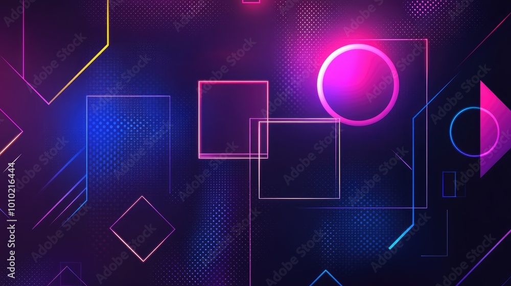 Neon abstract shapes illuminate the background Neon abstract shapes illuminate the background