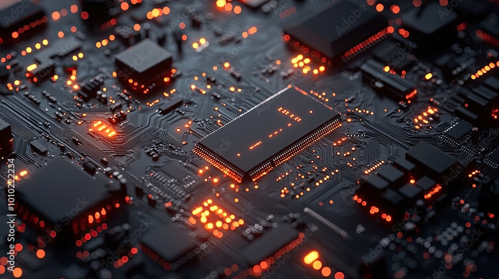 Illuminated Circuit Board with a Central Processor Illuminated Circuit Board with a Central Processor