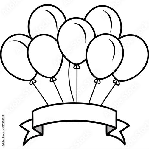 bunch of balloons banner outline coloring book page line art drawing