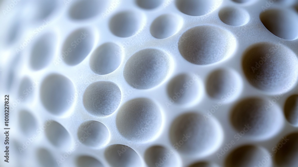Close-up of a white surface with a textured pattern of circular indentations. Close-up of a white surface with a textured pattern of circular indentations.