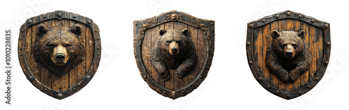 Bear Trophy Wall Decor With Wooden Shield Design