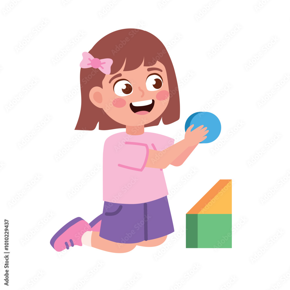 cartoon girl playing with educational toys cartoon girl playing with educational toys