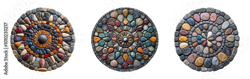 Vibrant Circular Patterns Made Of Colorful Stones photo