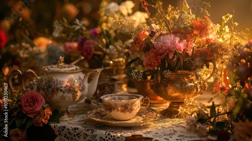 Enchanting Autumn Floral and Tea Time Arrangement