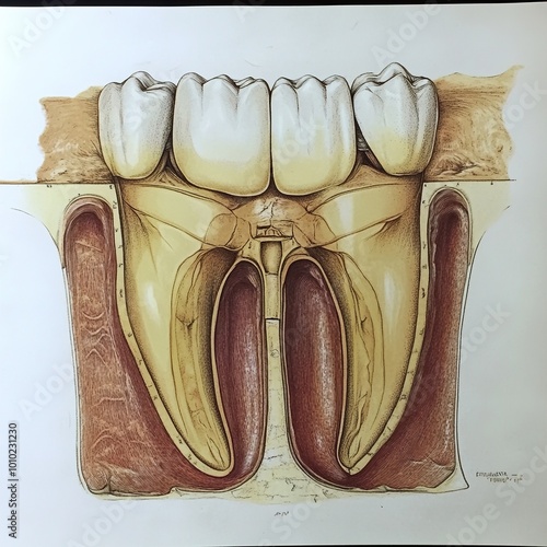 Detailed Illustration of Human Tooth Anatomy photo