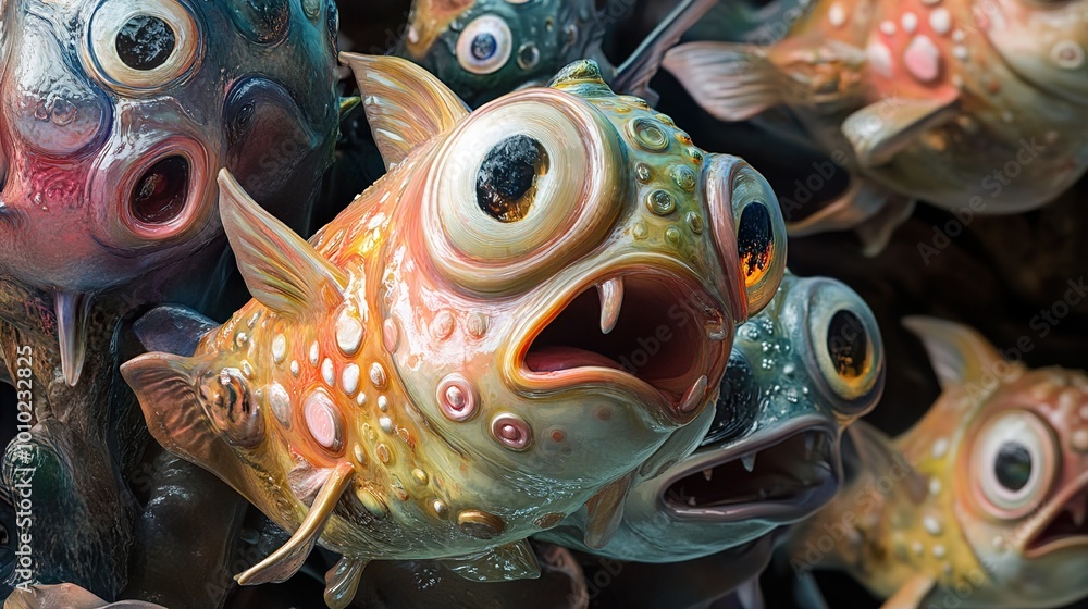 Surreal Fish with Big Eyes and Open Mouth - Digital Art Surreal Fish with Big Eyes and Open Mouth - Digital Art