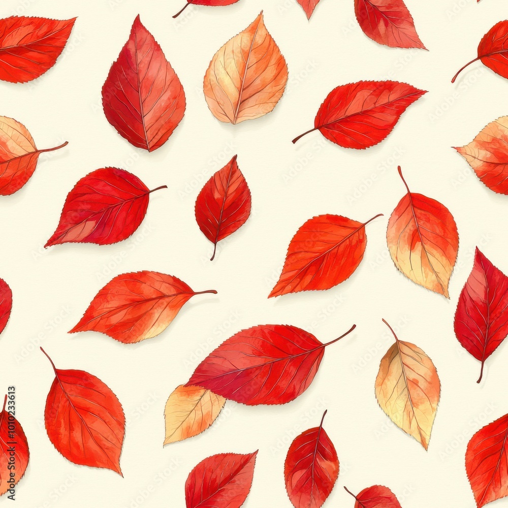 Vibrant Autumn Leaves in Shades of Red, Orange, and Yellow Scattered on a Light Cream Background, Featuring a Warm and Seasonal Design Perfect for Fall-Themed Wallpaper or Fabric Prints Vibrant Autumn Leaves in Shades of Red, Orange, and Yellow Scattered on a Light Cream Background, Featuring a Warm and Seasonal Design Perfect for Fall-Themed Wallpaper or Fabric Prints
