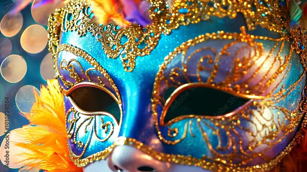 Vibrant Venetian Carnival Mask with Feathers Vibrant Venetian Carnival Mask with Feathers