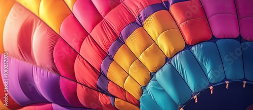 Colorful Hot Air Balloon Fabric Panels Close-Up