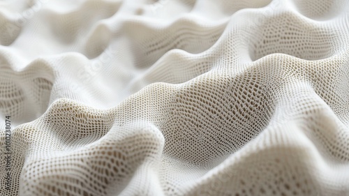 Detailed view of white fabric fiber, showing texture and weave, 3D rendering 