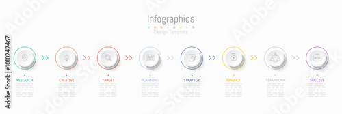 Infographic 8 options design elements for your business data. Vector Illustration.