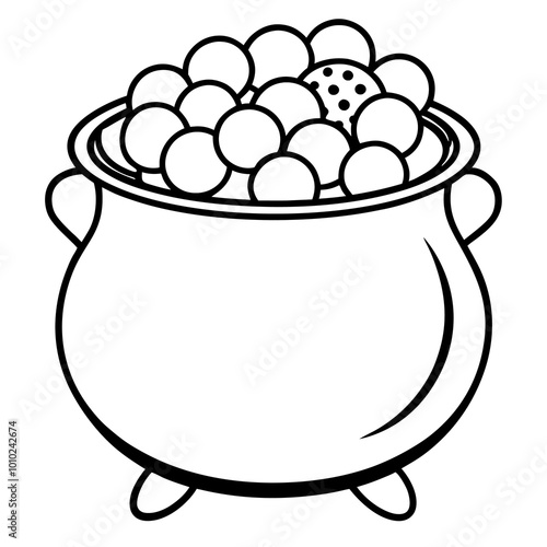 candy cauldron outline coloring book page line art drawing