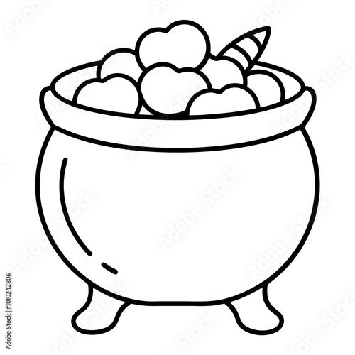 candy cauldron outline coloring book page line art drawing