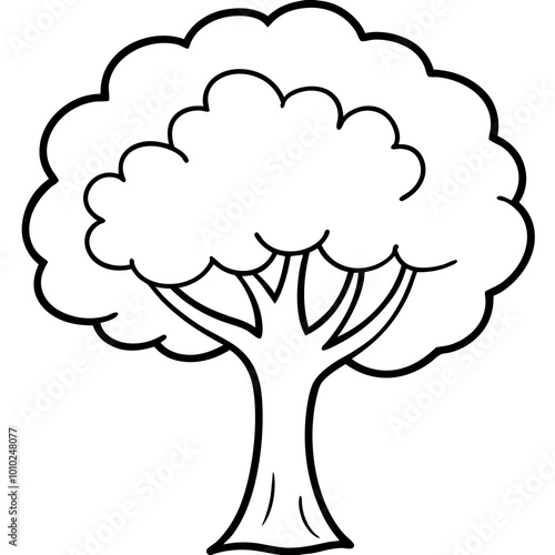 cartoon tree outline coloring book page line art drawing