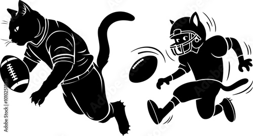 A cat playing American football vector illustration