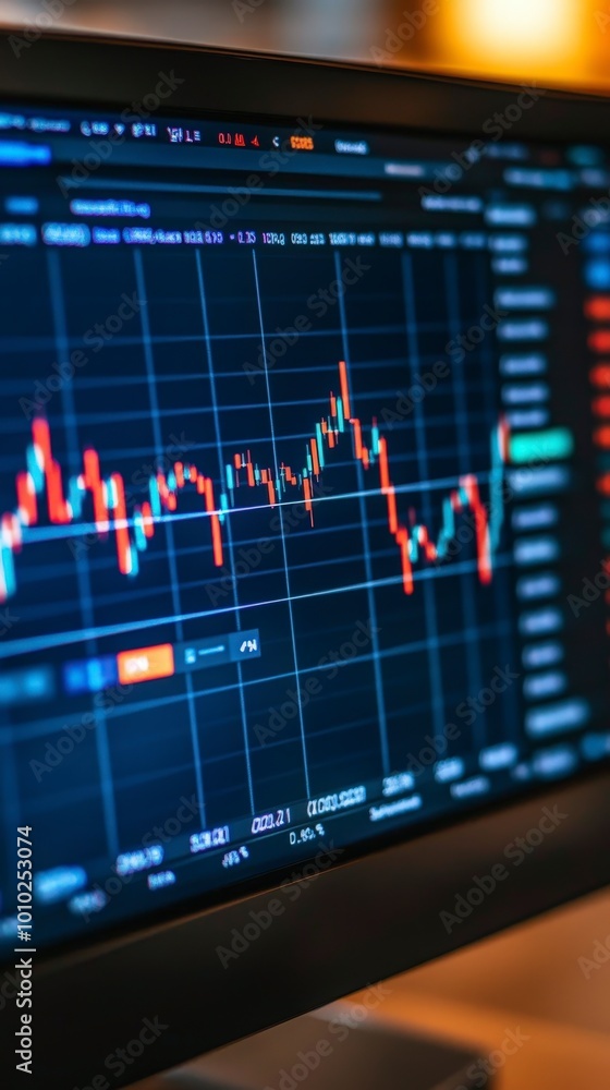 Analyzing stock market trends on a computer screen displaying data Analyzing stock market trends on a computer screen displaying data