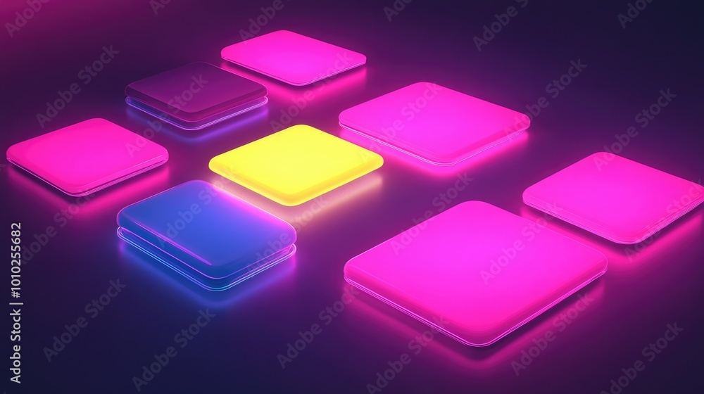Neon abstract shapes illuminate the background Neon abstract shapes illuminate the background