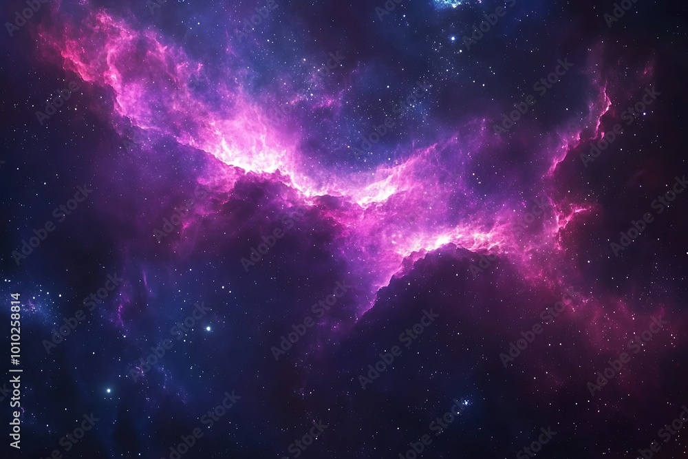 Cosmic Nebula, Pink and Blue Glowing Gas Clouds in Space Cosmic Nebula, Pink and Blue Glowing Gas Clouds in Space