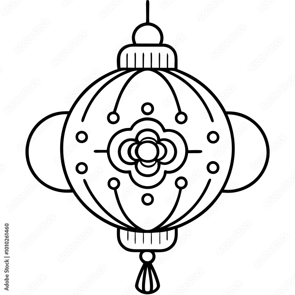 Fototapeta premium chinese new year decoration outline coloring book page line art drawing