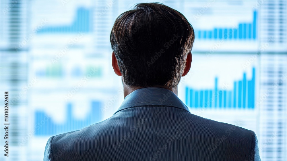 Businessman Analyzing Financial Data in Office Businessman Analyzing Financial Data in Office
