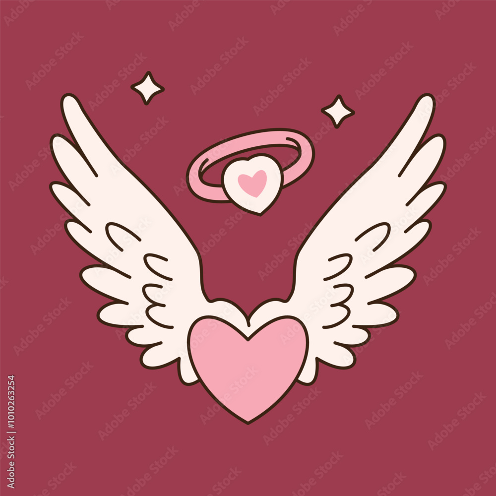 Beautiful Pink Love Heart Guardian Angel Wings Flying in Heaven Sky Beautiful Pink Love Heart Guardian Angel Wings Flying in Heaven Sky