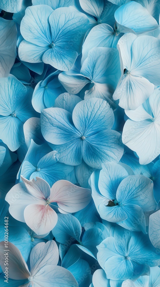 A stunning array of delicate blue and white hydrangea blossoms A stunning array of delicate blue and white hydrangea blossoms