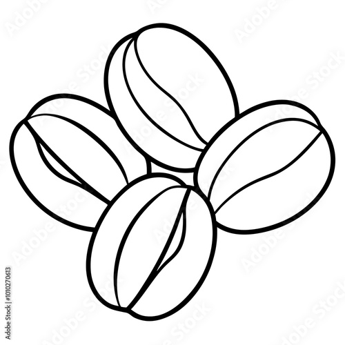 coffee beans close up outline coloring book page line art drawing