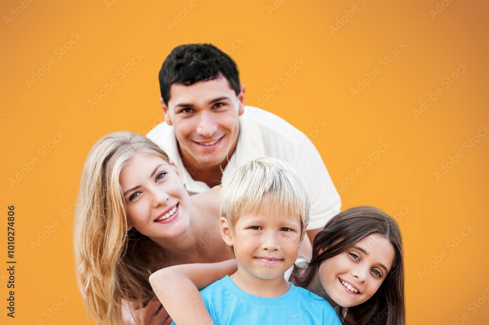 Family vacation, happy parents and children at summer trip Family vacation, happy parents and children at summer trip