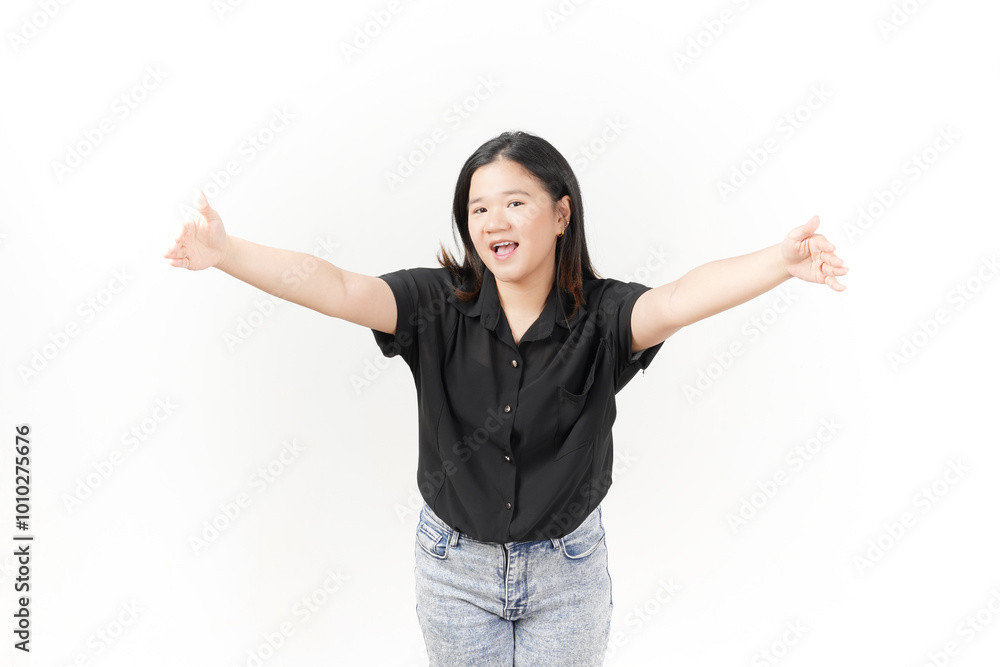 Beautiful Asian Woman Offering Hug Isolated On White Background Beautiful Asian Woman Offering Hug Isolated On White Background