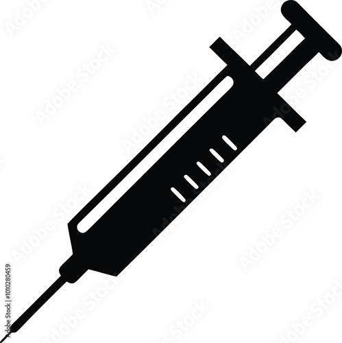 The Medical instrument of syringe silhouette vector art illustration design