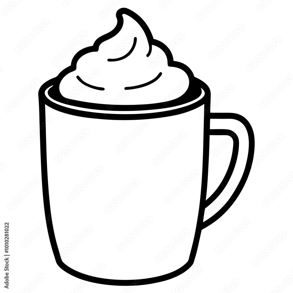 cup of beverage with foam and cream outline coloring book page line art drawing cup of beverage with foam and cream outline coloring book page line art drawing