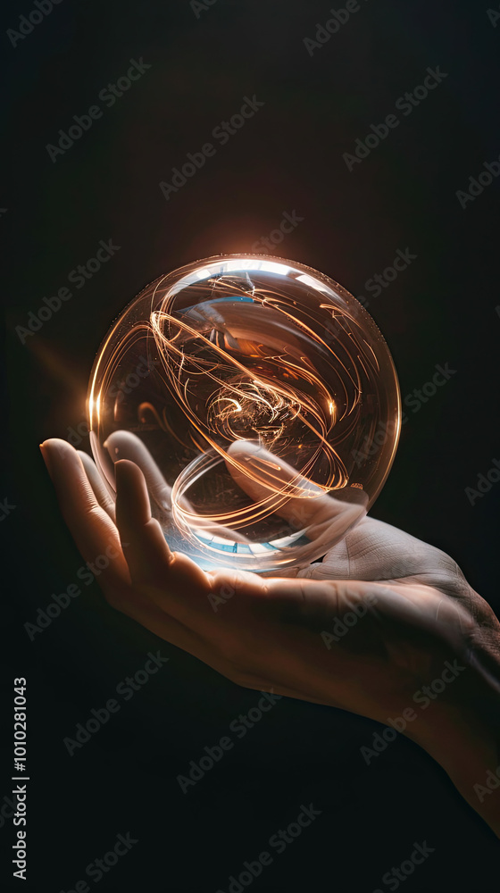 Hand Holding a Mystical Glowing Crystal Ball