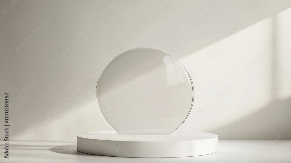 White podium with a crystal ball. White podium with a crystal ball.