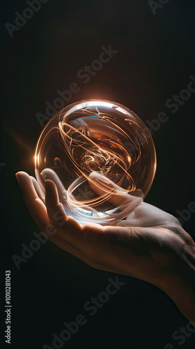 Obraz na płótnie Hand Holding a Mystical Glowing Crystal Ball w salonie