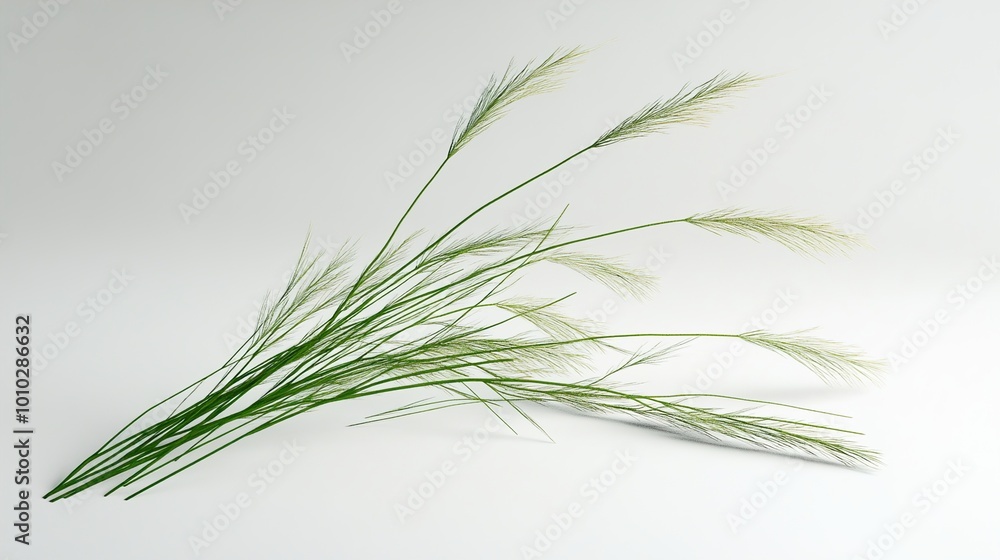 Green Grass Blades on White Background - Nature Photography Green Grass Blades on White Background - Nature Photography