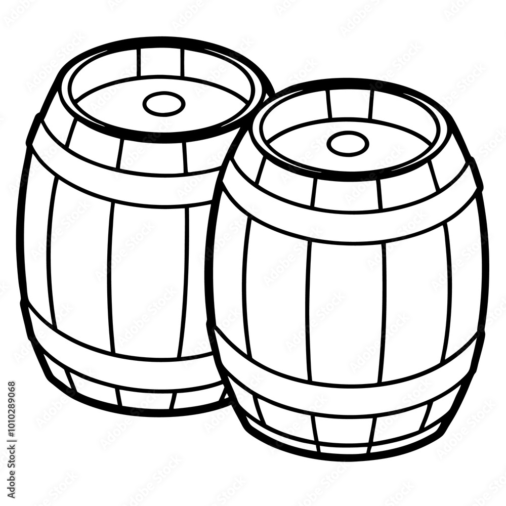 detailed wooden barrels outline coloring book page line art drawing detailed wooden barrels outline coloring book page line art drawing